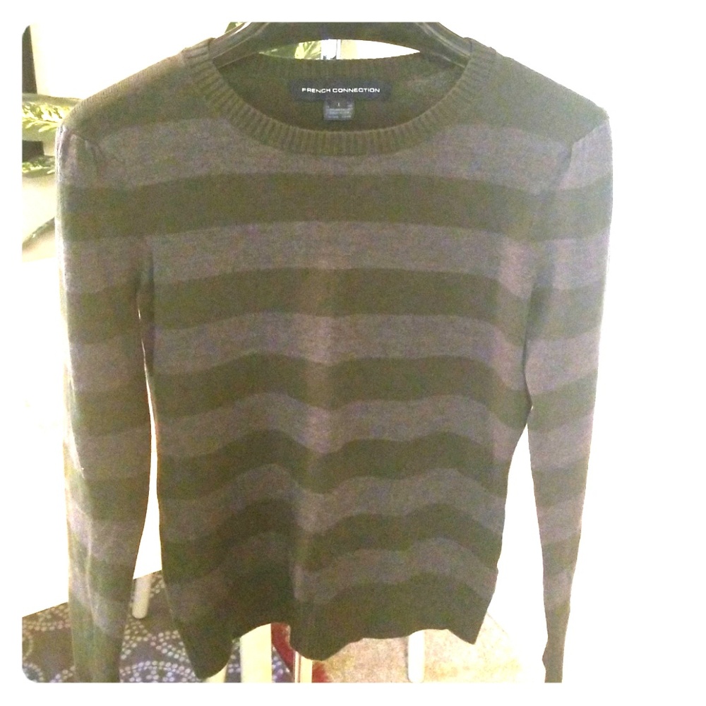 French Connection green & grey striped sweater